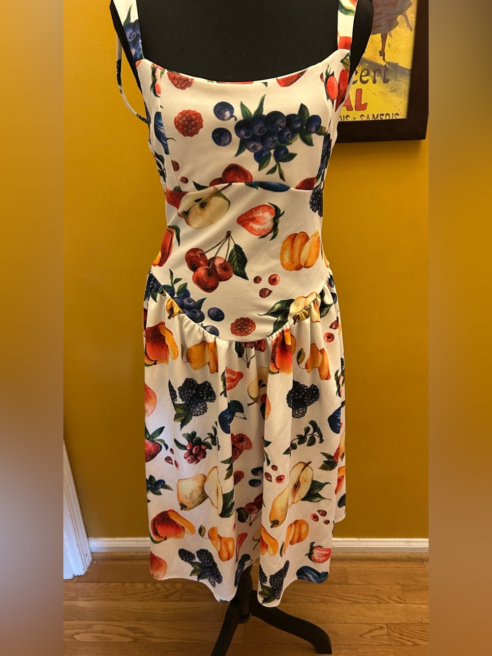 Fashion Nova New With Tag Fruit Print Princess Drop Waist Dress Size Large